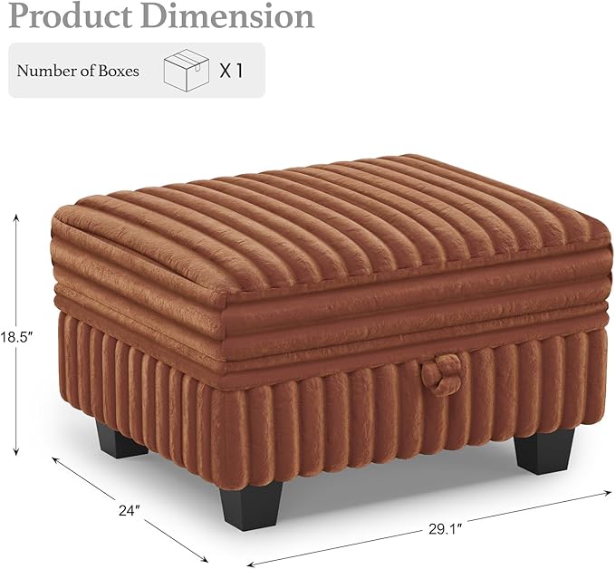 Belffin Corduroy Fabric Ottoman