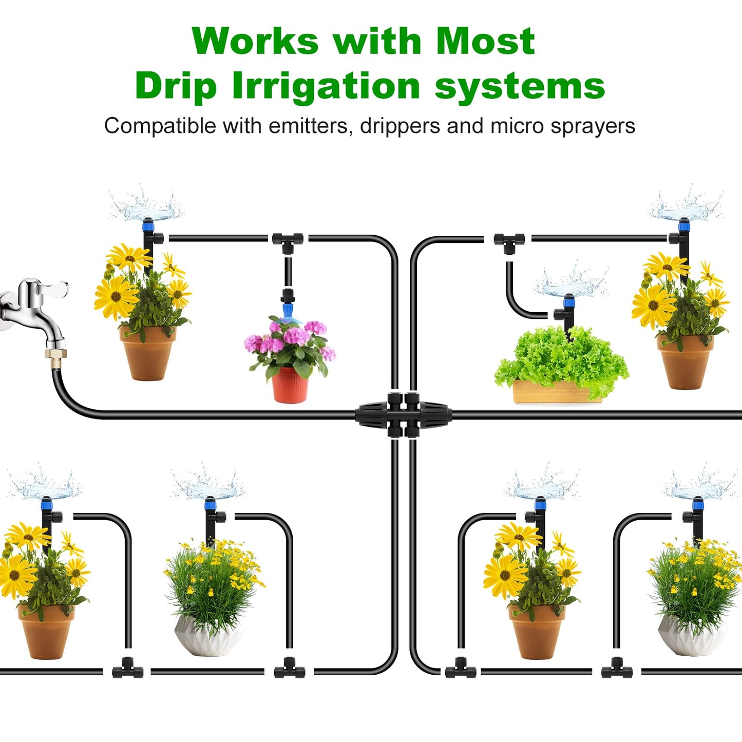 1/4 Inch Blank Drip Irrigation Tubing, 60FT Distribution Hose for Garden, Greenhouse & Raised Beds, Flexible UV-Resistant Watering Line for Drip Irrigation Systems