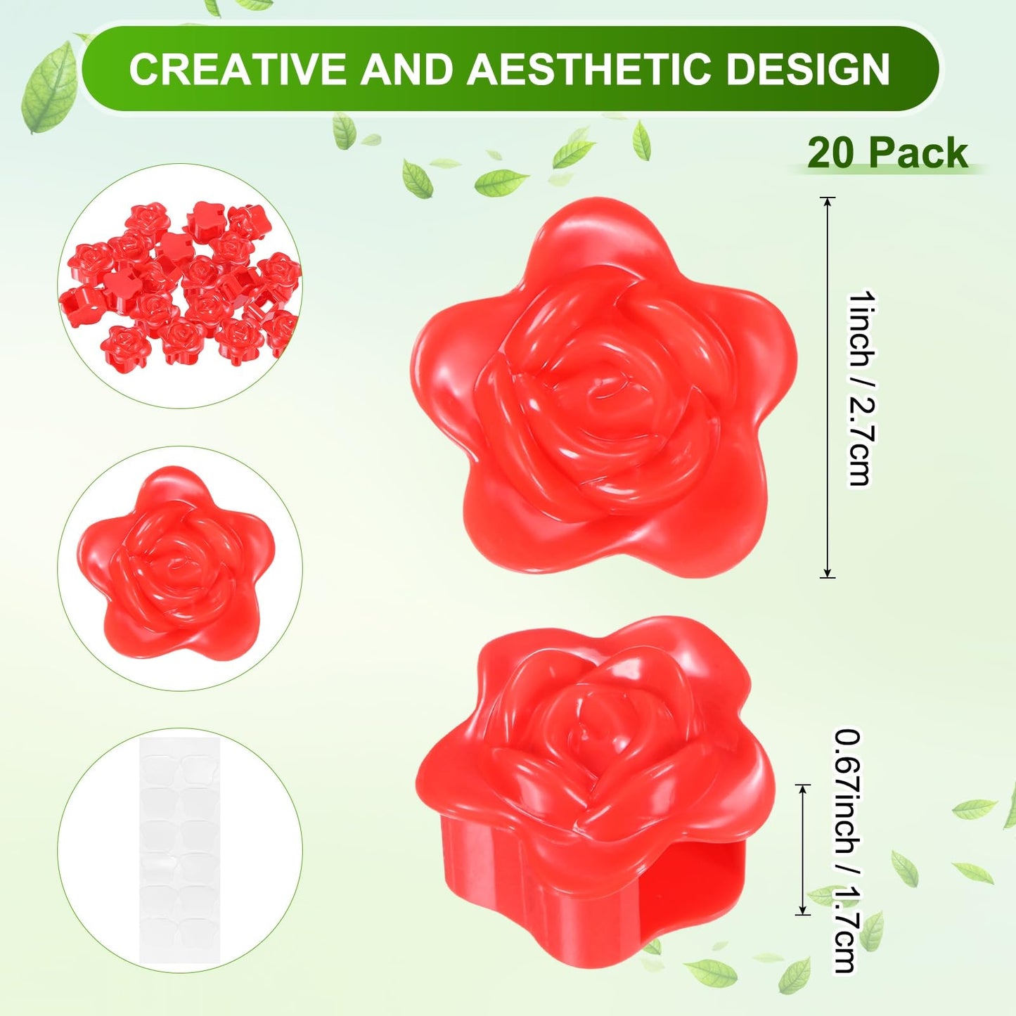 M METERXITY 100 Pack Plant Wall Clips, Self-Adhesive Plant Climbing Wall Clips Fixer with Acrylic Adhesive Sticker for Vine Support/Indoor/Outdoor Decor [Rose-Red]