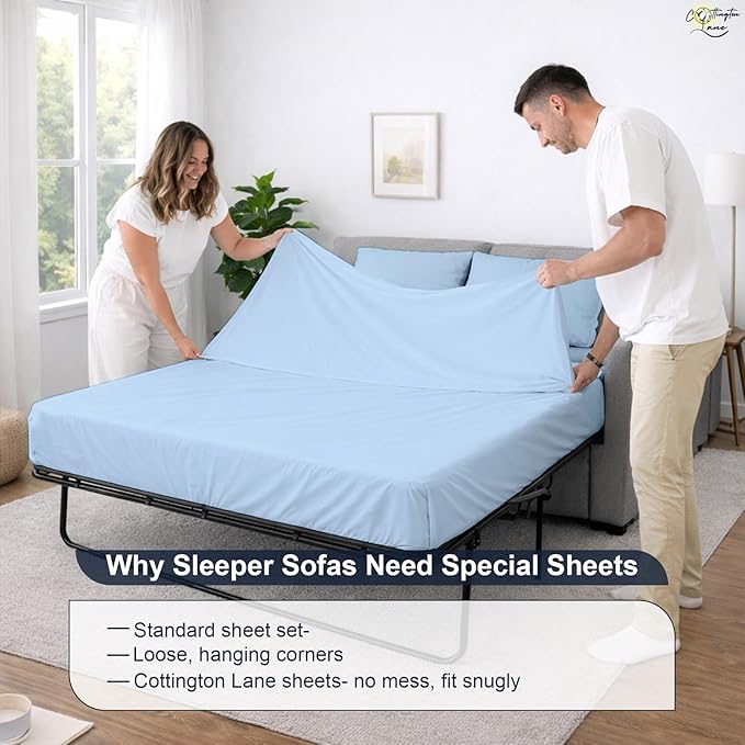 Cottington Lane Sleeper Sofa Sheets Full Size, 4 Piece Premium Quality 100%