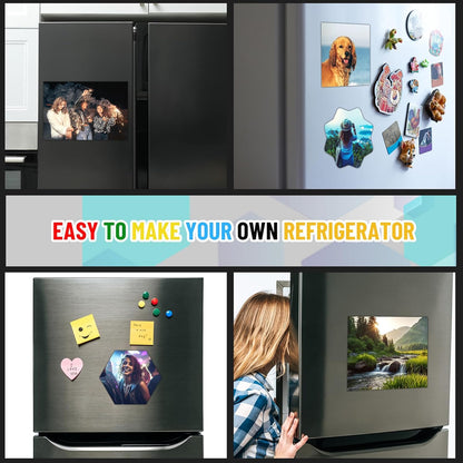 Pangda 10 Pack 8.5" x 11" Magnetic Sheets with Adhesive Backing 30 Mil Flexible Steel Vinyl Magnet Sheet for Crafts Magnetic Stickers Photos Kitchen Fridge Home Office