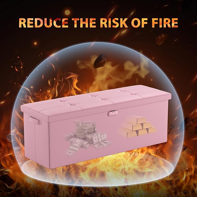 ENGPOW Storage Ottoman, Fireproof Folding Bench