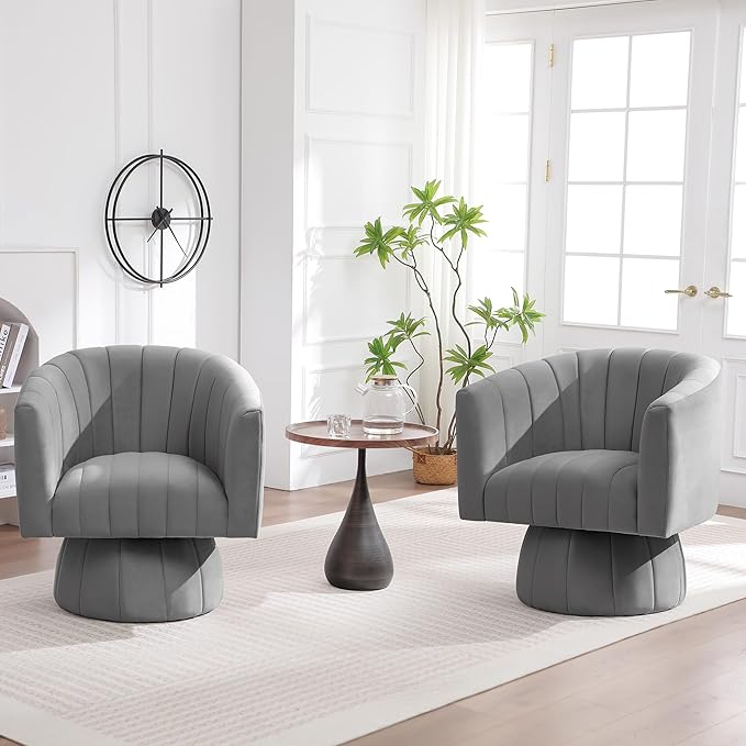 Swivel Accent Barrel Chair, Cute Comfy Small Round 360° Arm Chair. Velvet Sofa