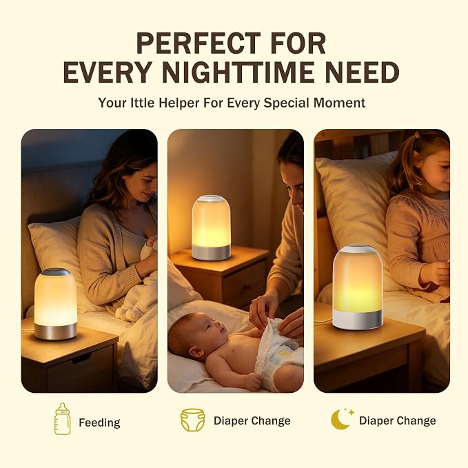 G Keni Portable Night Light, Rechargeable Touch Nightlight with Amber Warm White Light, Dimmable Egg Night Light with 1H Timer, Cordless Bedside Lamp for Baby Nursery, Kids, Bedroom & Nightstand