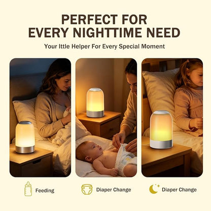 G Keni Portable Night Light, Rechargeable Touch Nightlight with Amber Warm White Light, Dimmable Egg Night Light with 1H Timer, Cordless Bedside Lamp for Baby Nursery, Kids, Bedroom & Nightstand