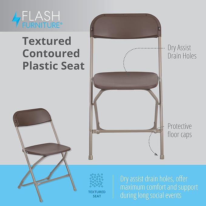 Flash Furniture Hercules Series Plastic Folding Chair Brown