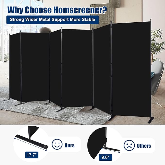 Room Divider 6FT Portable Room Dividers and Folding Privacy Screens, 6 Panel