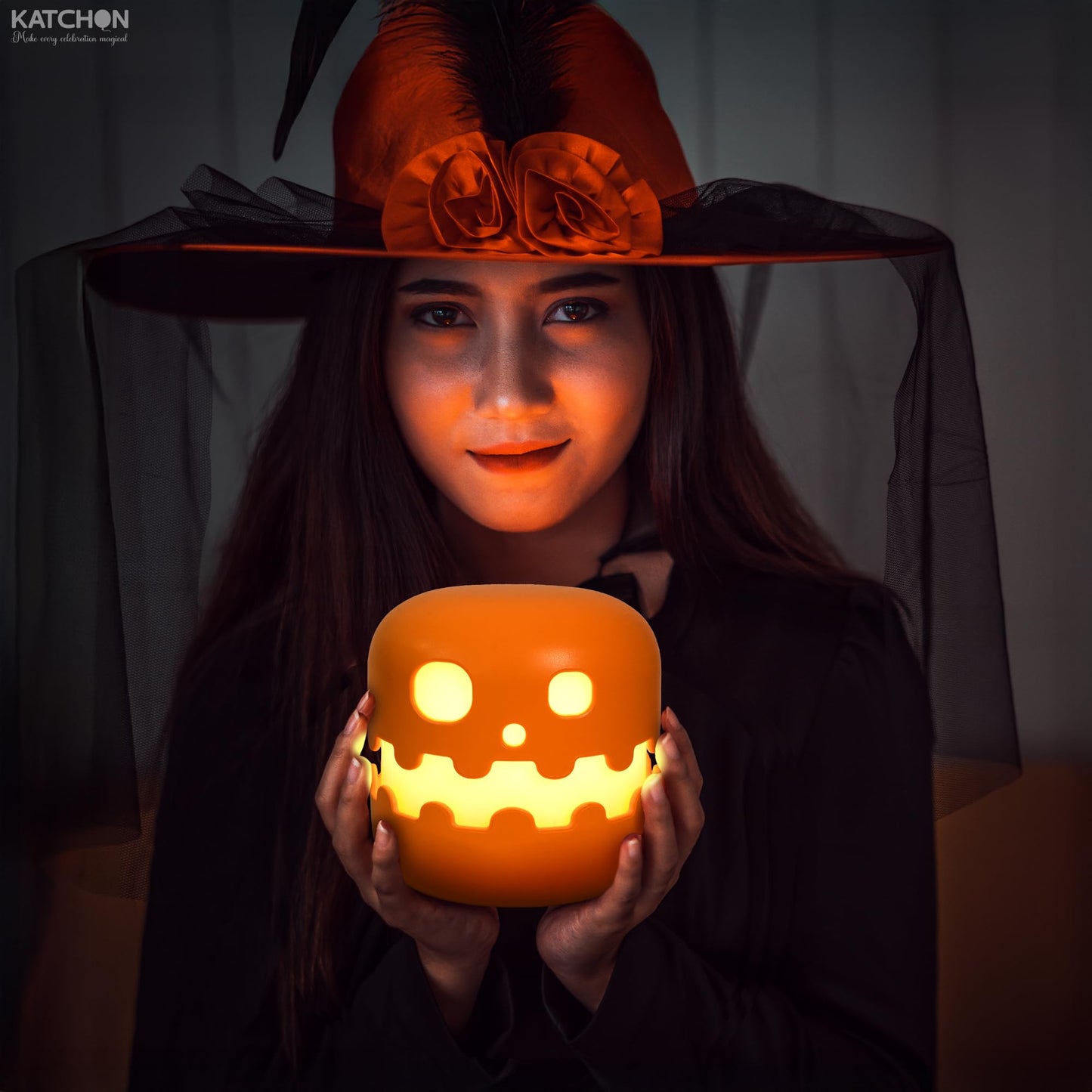KatchOn, Halloween Pumpkin Lantern- 4 Inch | Trick or Treat Toys Lamp for Halloween Decor | Pumpkin Light Up for Party Favors