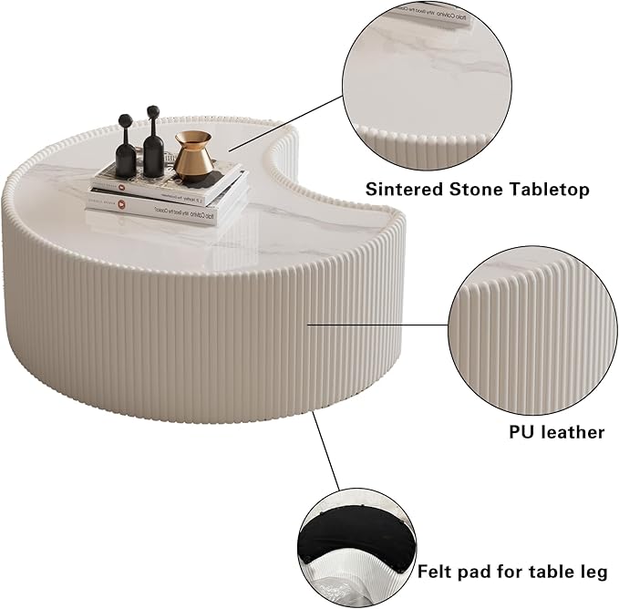 Modern Nesting Coffee Table Set of 2, Creative Moon Coffee and End Table Set