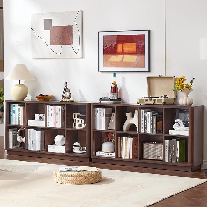 Joaxswe 8 Cube Bookcase, Floor Standing 2-Tier Cubby TV Stand Bookshelf