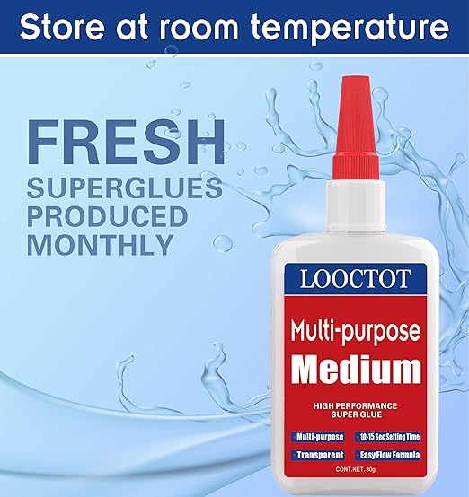 LOOCTOT 60g Medium CA Glue Premium Adhesive. All Purpose, Quick Drying Super