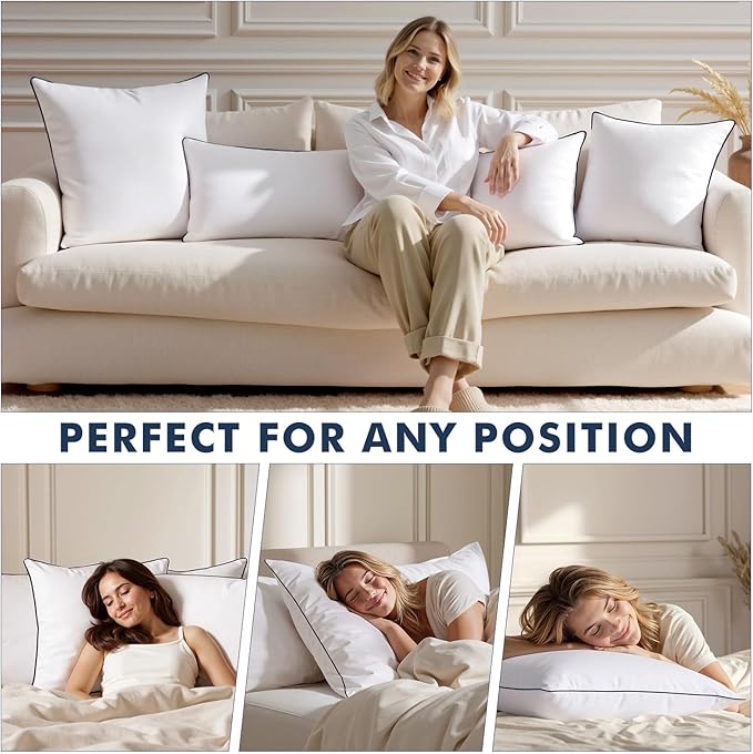 MIULEE Goose Feather Down 26x26 Euro Pillow Insert Set of 2