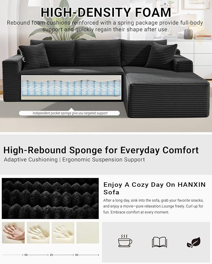 Cloud Sectional Couch, 105 Inch Modular Sectional Sofa