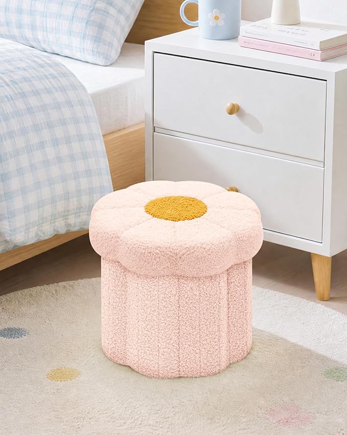 B FSOBEIIALEO Storage Ottoman Foldable, Sunflower Shaped Small Footrest