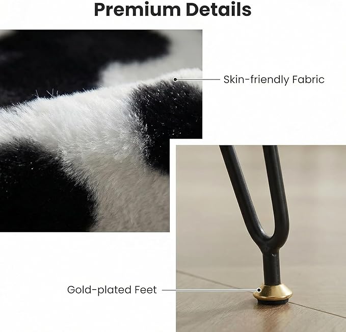 Vanity Stool Chair, Faux Fur Ottoman Foot Stool
