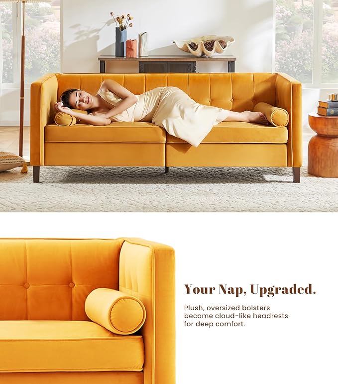 Dreamsir 78'' W Velvet Sofa, Mid-Century Love Seats Sofa Furniture