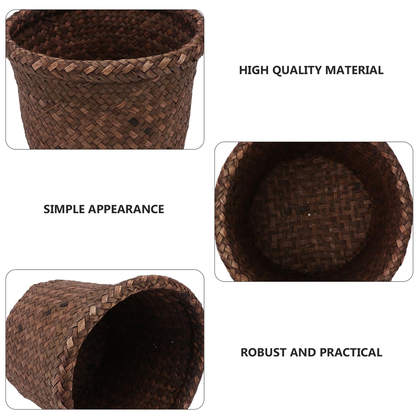 NUOBESTY Round Seagrass Planter Basket: 5.5x7.1" Woven Pots Cover Plant Pots Containers - Wicker Plant Basket Desktop Sundries Container - for