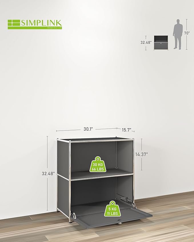 32.5-Inch Flip-Top Side Table & Buffet Cabinet