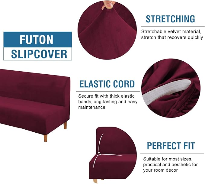 H.VERSAILTEX Real Velvet Futon Cover Armless Sofa Covers Sofa Bed Covers