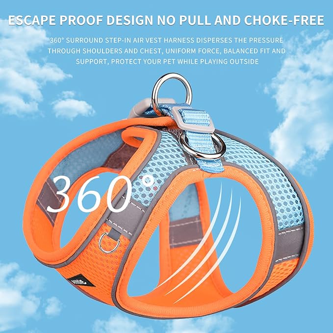 AIITLE Easy Walk Dog Harness and Leash Set - Pet Supply No Pull, Step in Adjustable Dog Harness with Padded Vest, Dog Harness No Choke Over, Easy to Put on Medium Dogs Orange L