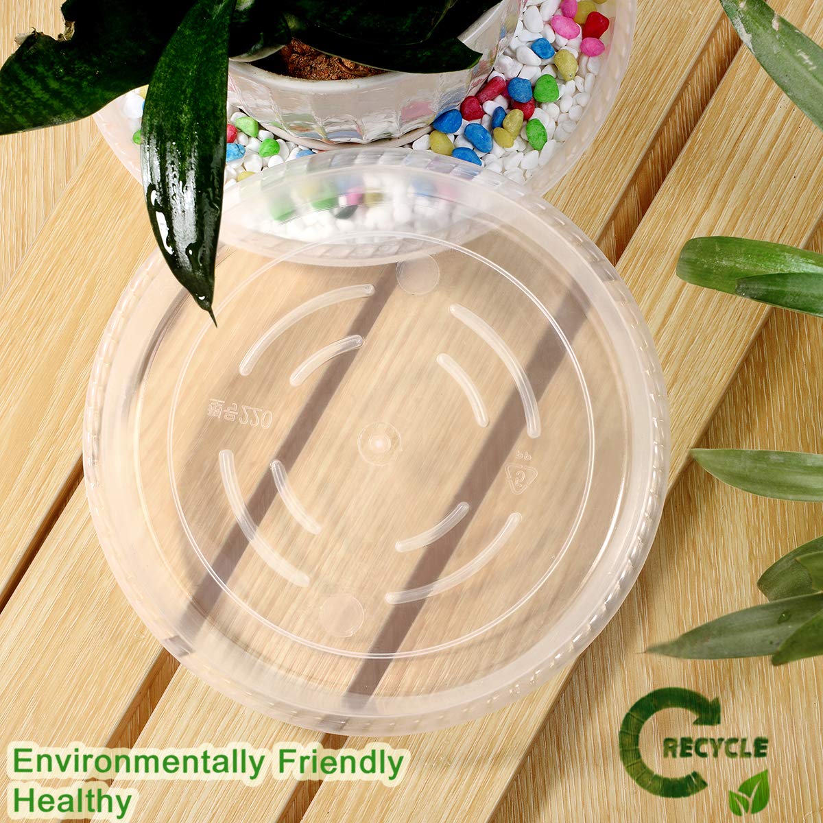 SupKing 9 Pack Plant Saucers (8inch /10inch /12inch) Heavy Sturdy Plant Trays for Indoor Clear Plastic Flower Pot Saucers Thicker Plant Water Drip Trays for pots -Clear