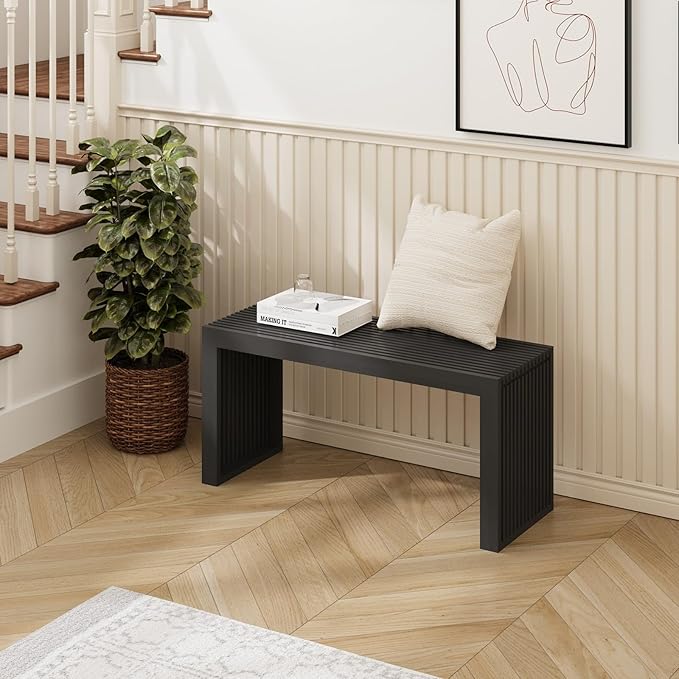 Bamboo Dining Bench, 35 inch Farmhouse Decor Indoor Kitchen Table Bench