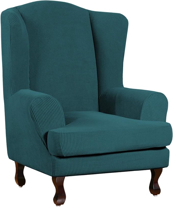 Turquoize Wingback Chair Covers 2 Piece Wing Chair Slipcover Stretch Slipcovers