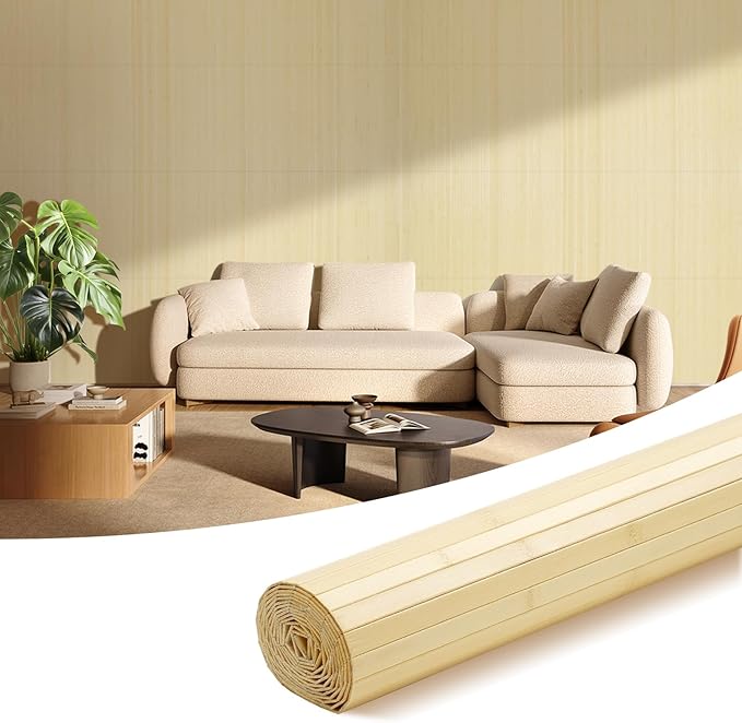 OUZUGIE 1 Pack 96x24 Inch Natural Bamboo Wall Panel – Raw Pole Wrap Paneling