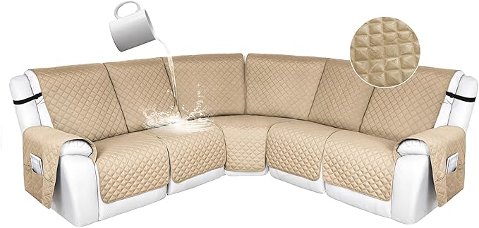 HDCAXKJ 100% Waterproof Reclining Sectional Couch Covers L Shape Recliner Sofa