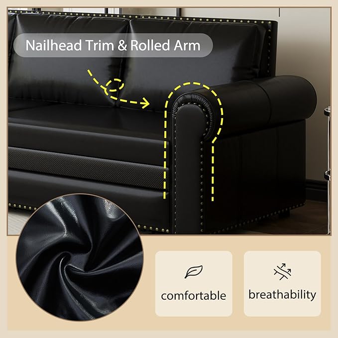 Faux Leather Sleeper Sofa Couch