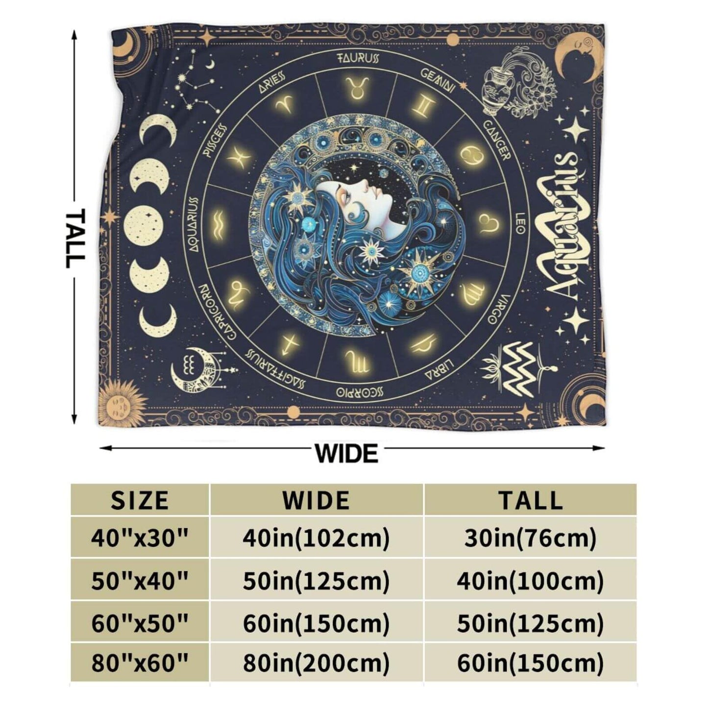 Homieblanket Aquarius Zodiac Blanket for Boys Girls, Secret Astrology Themed Design Printed Throw Blankets for Kids Lap, Chair Sofa, Soft Fleece Cozy Blanket, 40"x 50"
