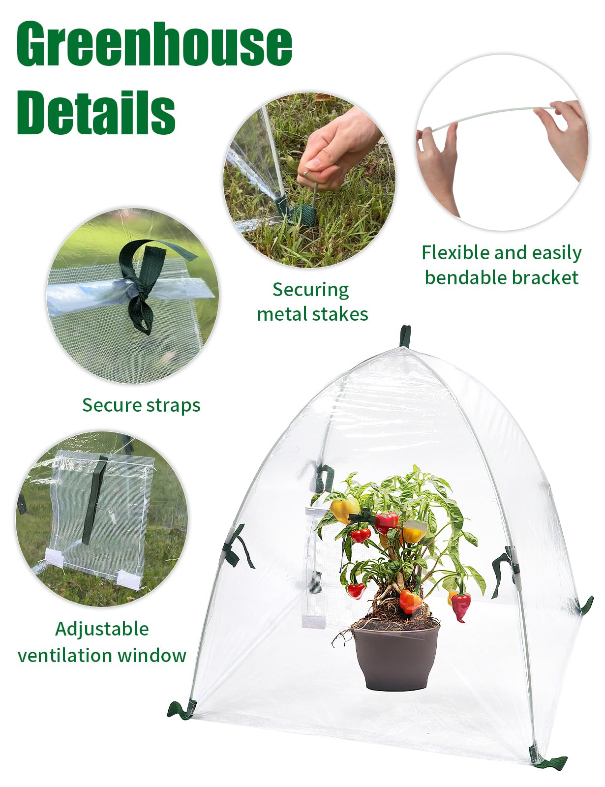 2 Pack Plant Covers Freeze Protection, Winter Plant Covers with Stakes, Clear Outdoor Garden Frost Cover, Portable Plant Flowers Mini Greenhouse Cover for Outdoor & Indoor Use