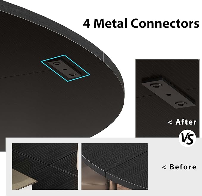 IBF Black Round Dining Table for 4-6, 47 Inch Kitchen Table