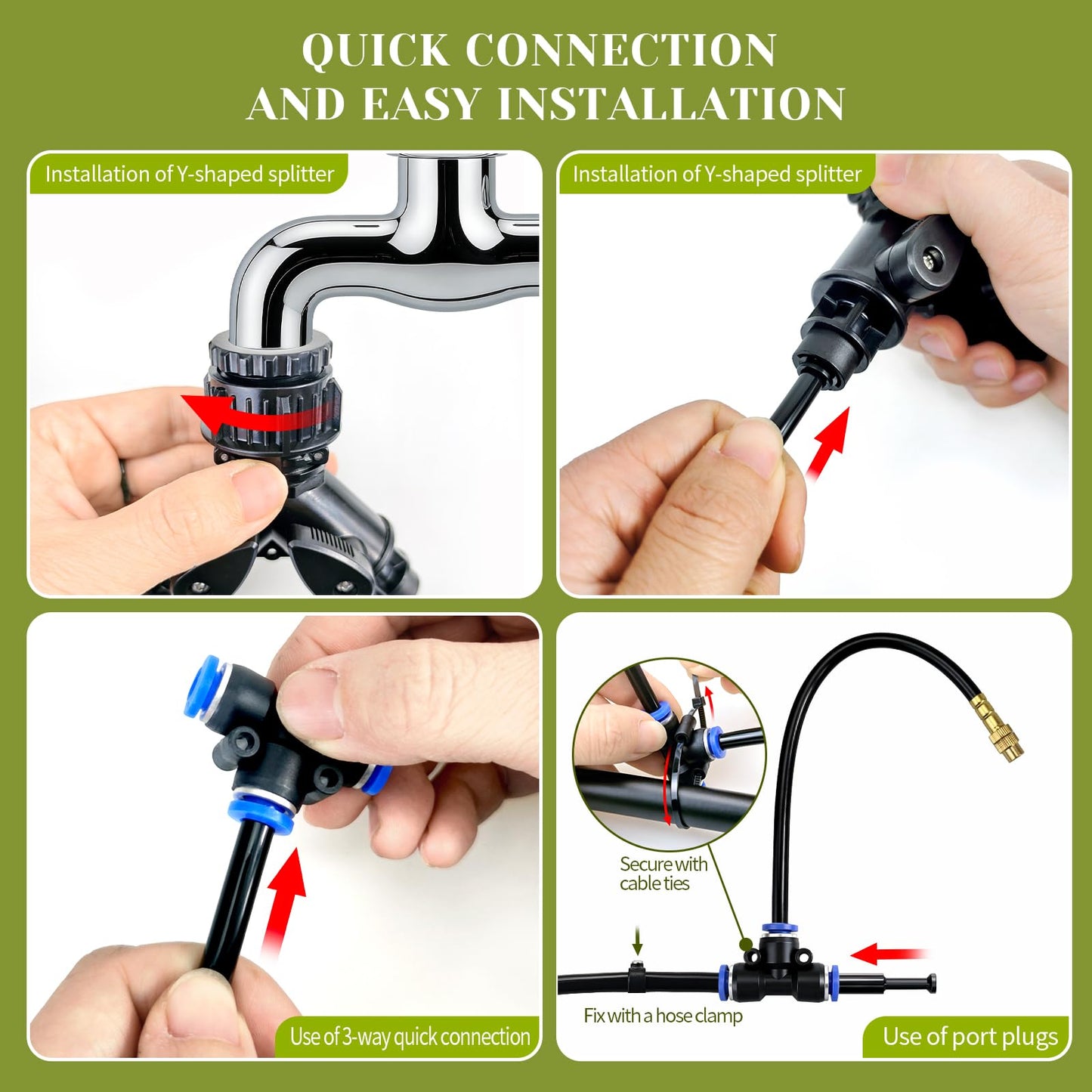 100 Ft Drip Irrigation System for Garden - 16pcs Adjustable Brass Nozzles & Bendable Rod,Upgraded Garden Watering System for Outdoor Plants,Raised Bed,Yard,Potted Plant,Lawn