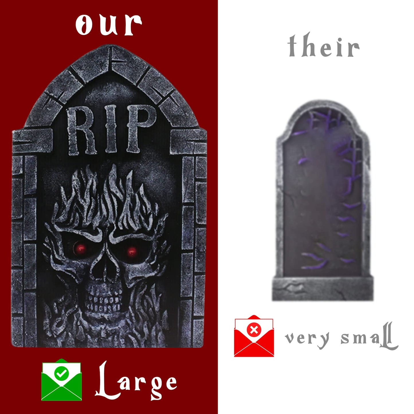 17in Tombstones Yard Sign with Stakes, 6PCS Graveyard Halloween Decorations Scary Gravestone Headstone Lawn Signs Halloween Decor Halloween Tombstones & Cemetery Decorations Waterproof(Large)