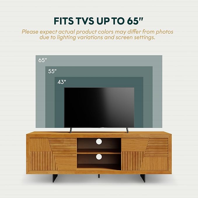 Bme Trapeze TV Stand for Living Room – Wooden Media Console