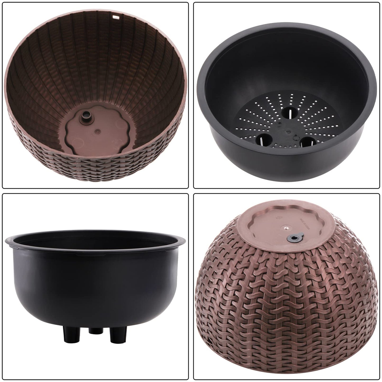 Foraineam 10.2 Inches Round Basket Hanging Planter Dual-pots Design Garden Flower Plant Pots Hanging Planter Baskets with Drainer and Chain for Indoor Outdoor Use