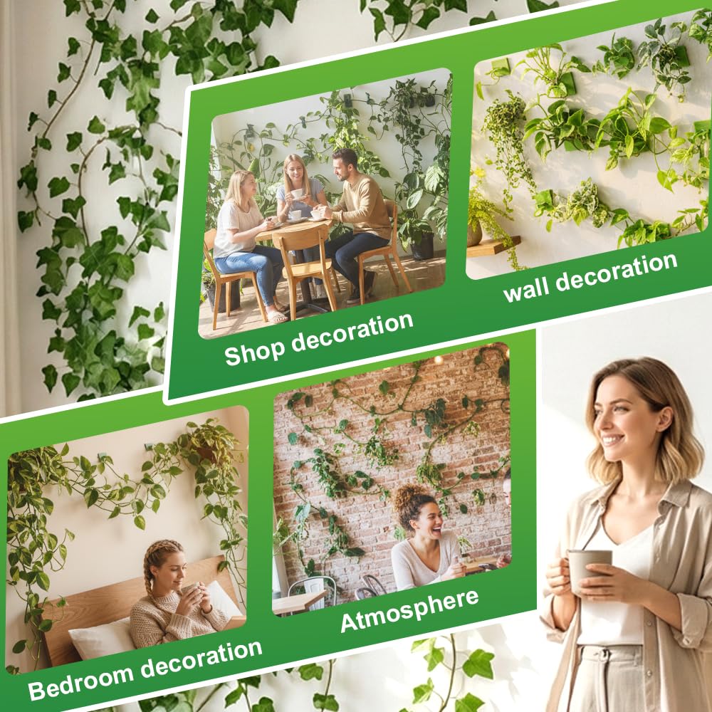 Plant Climbing Wall Fixture Clips, Plant Fixer Invisible Wall Vines Fixing Clips, Self Adhesive Vine Traction, Green Plant Fixer with Self-Adhesive Hook for Indoor Outdoor (20 Pcs)