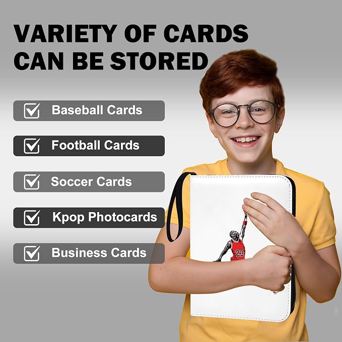 1080 Pockets Custom Card Binder, DIY Anime Sports Cover Design, Portable Waterproof Storage Album with Removable Sleeves for Baseball Football Soccer One Piece Cards Collectors