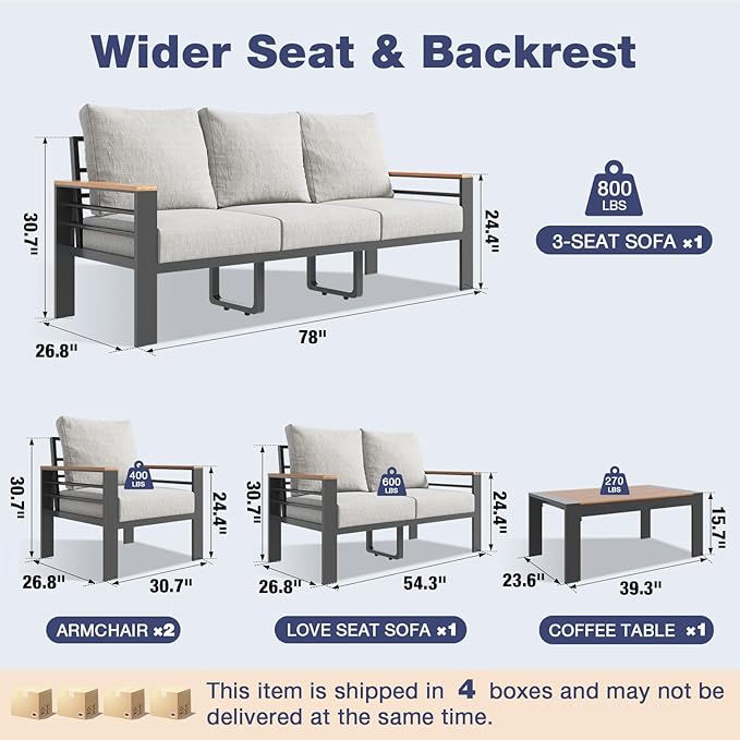 Aoxun Aluminum Patio Furniture Set