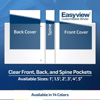 Easyview Premium 3-Ring Binders with Clear-View Covers and Round Rings, Binders for School or Office, 1.5 Inch, Pack of 6, Orange