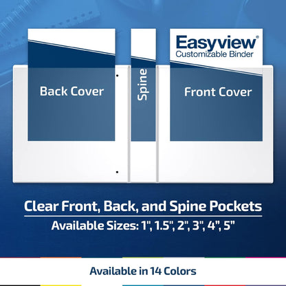 Easyview Premium 3-Ring Binders with Clear-View Covers and Round Rings, Binders for School or Office, 1.5 Inch, Pack of 6, Navy Blue
