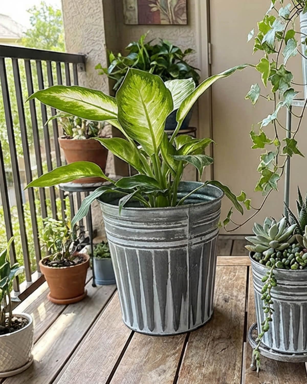 vensovo 7 Inch Galvanized Bucket Planter - 6 Pack Metal Flower Pots with Drainage Holes & Plugs, Rustic Silver Tin Pots for Indoor Herbs, Outdoor Succulents, Farmhouse Home Garden Decor