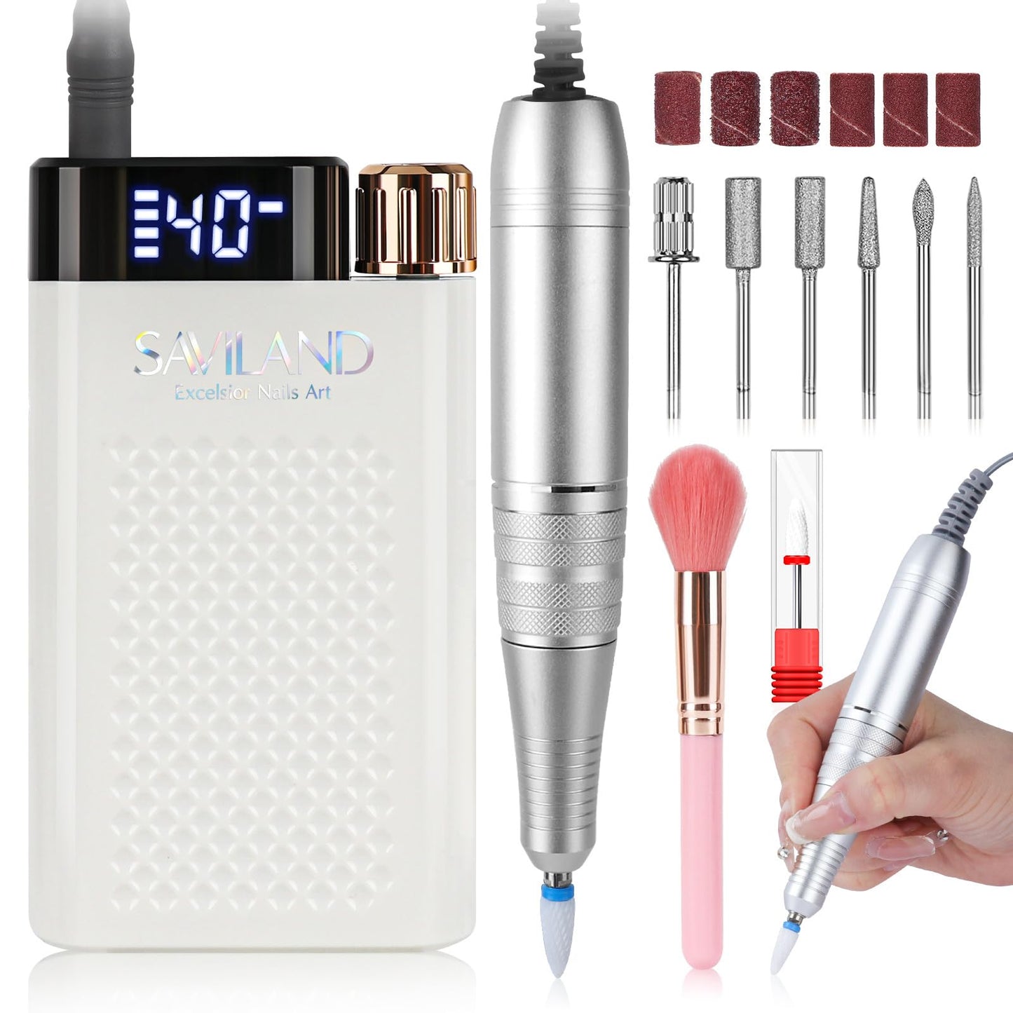 SAVILAND Electric Nail Drill Professional: 40000RPM Upgrad Nail Drill Kit 2025 Beautiful Gradient Sunset Color Scheme Nail D rill Machine Portable Nail File & Buffers Salon Use Manicure Pedicure