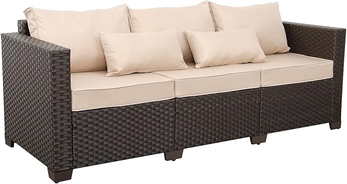 Rattan Star Outdoor Furniture Couch 3 Seater Sofa Outdoor Brown Wicker Sofa