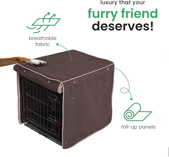 Molly Mutt Landslide Dog Crate Cover, 100% Cotton Canvas Cover with 2 Roll-Up Panels, Ideal for Dog or Cat Crate, Durable, Washable, and Free of Harmful Chemicals, 42" x 28" x 31"