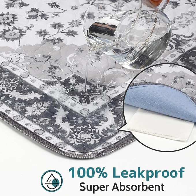 Washable Pee Pads for Dogs, 2 Pack Reusable Puppy Training Pads 60"x48" Super Absorbent Waterproof Dog Training Pads, Non-Slip Potty Pads, Whelping Pads Litter Mat Light Grey Medallion