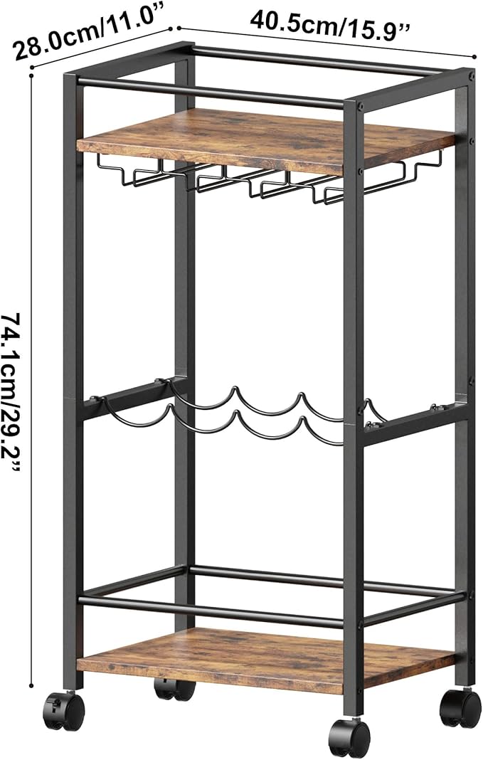 Bar Cart, Home Bar Serving Cart, Mobile Kitchen Carts