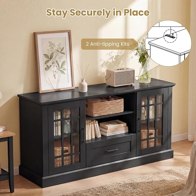 Giantex Farmhouse TV Stand for 65/70 Inch TV, Tall Entertainment Center