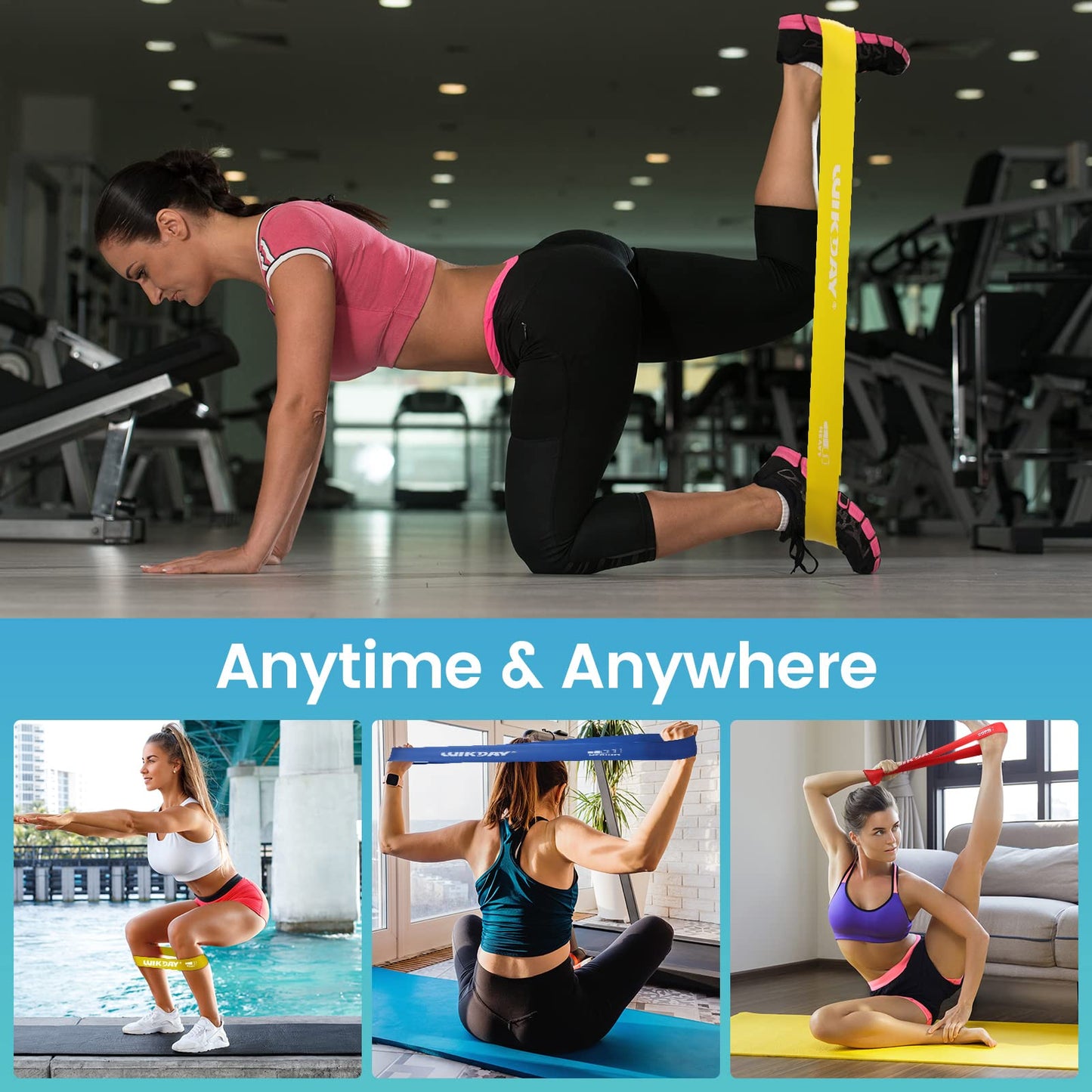 Resistance Bands for Working Out Exercise Loop Bands Workout Bands Set for Men Women Body Stretching, Crossfit Training, Home Workout, Physical Therapy, Booty Legs, Set of 5